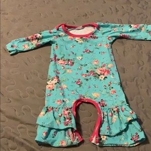 Teal Floral Romper